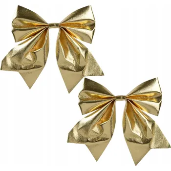 Vánoční dekorace Kokardy ozdobné mašličky ZLATÉ na vánoční stromeček dárek DIY 17 cm 2ks