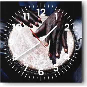 Hodiny Nástěnné hodiny do kuchyně 30x30 Bubnové Stylové hodiny na skle Loft Tiché