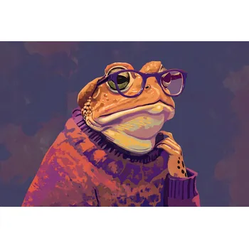 Plakát Plakát Hipsterský Vtipná Žába bez rámu 91,5 x 61 cm