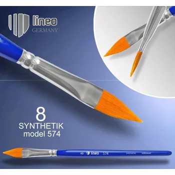 Umělecký štětec Štětec LINEO řada 574 Plochý-kočičí JAZÝČEK syntetický č.8 vhodný pro akvarel, akryl, temperu i olej