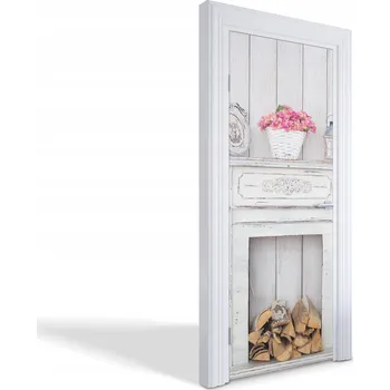 Obraz Ochranná Fólie na dveře s ozdobným potiskem Rustikální krb 75x205 cm