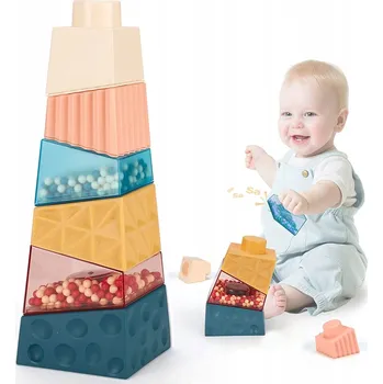 Hračka pro nejmenší Vzdělávací věž Senzorická pyramida Montessori