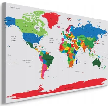 Obraz Nástěnný obraz Politická mapa světa POPISKY 70x50