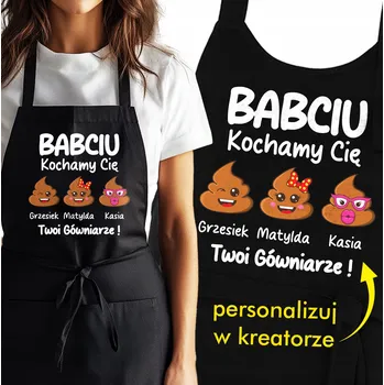 Kuchyňská zástěra ZÁSTĚRA PRO BABIČKU S PERSONALIZOVANÝMI JMÉNY VNOUČAT