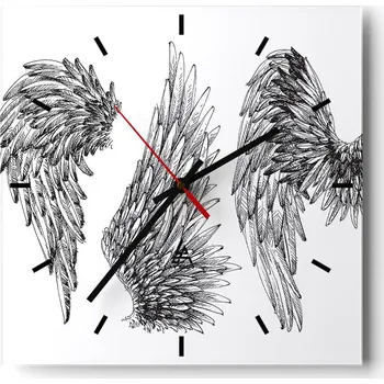 Hodiny Velké nástěnné hodiny 40x40 cm Ptačí Pírko - Skleněné tiché hodiny