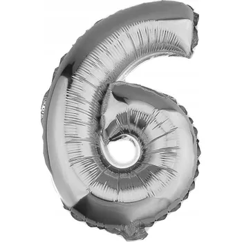 Balónek STŘÍBRNÝ BALÓN ČÍSLICE 6 100 CM NAROZENINY PŘÍLEŽITOST