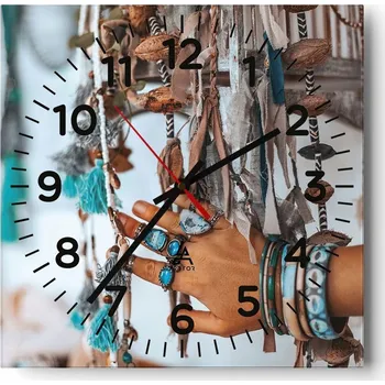 Hodiny Nástěnné hodiny do obýváku 40x40 Ženská ruka Tiché hodiny na skle Bezhlučné