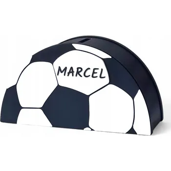 Pokladnička KAJAWIS Dětská pokladnička s jménem Fotbal Dárek k narozeninám pro dítě bílá