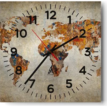 Hodiny Nástěnné hodiny do obýváku 40x40 Mapa světa Bezhlučné hodiny na skle Tiché