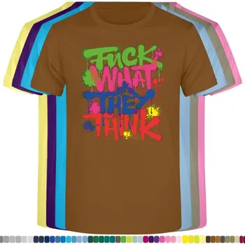 Pánské tričko panske-levne-bavlnene-tricko-napis-F**k-What-They-Thing Barva: Brown - hnědá, velikost: XS