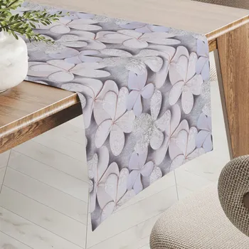 ubrus Dekorační běhoun na stůl PML-032 Designové květy na šedém 20x160 cm