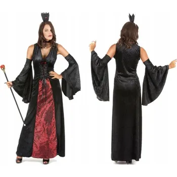 Karnevalový kostým KOSTÝM ČERNÁ KRÁLOVNA TEMNÁ DÁMA HALLOWEEN L