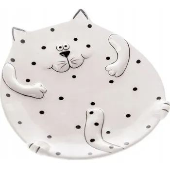 Miska bílý talíř na uzeniny kočka keramika ovál