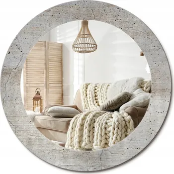 Zrcadlo Loftové zrcadlo na zeď s ozdobným skleněným rámem Šedý beton průměr 60 cm