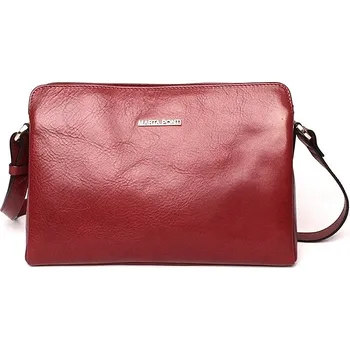 Kabelka Luxusní tmavěčervená dámská kožená crossbody kabelka Marta Ponti no. 205