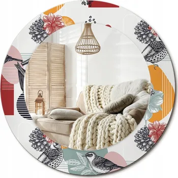 Zrcadlo Stylové kulaté zrcadlo na zeď s potiskem, motiv vintage, průměr 50 cm