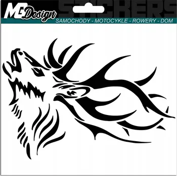 Samolepicí dekorace na vozidlo SAMOLEPKA na auto JELEN S PAROHY 11x15 cm