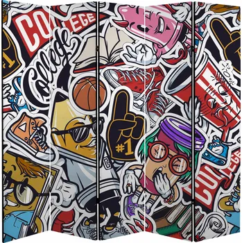 Paraván Závěs do kadeřnictví, Paraván salon, nástěnná 225x172 cm, barevná