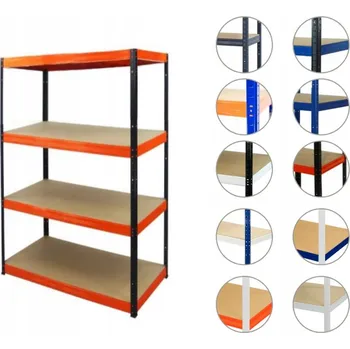 Dílenský regál Kovový regál 180x90x60 cm, 4 police, černo-oranžový