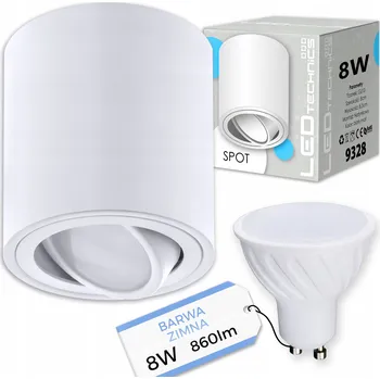 Bodové svítidlo SPOT SVÍTIDLO NA OMÍTKU HALOGENOVÉ pohyblivé tuba GU10 8W studená LED žárovka