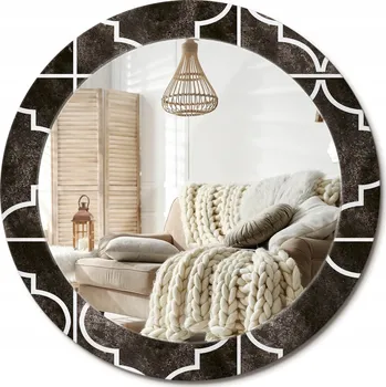 Zrcadlo Zrcadlo s potiskem do koupelny ložnice, obývacího pokoje, starožitný vzor, průměr 70 cm