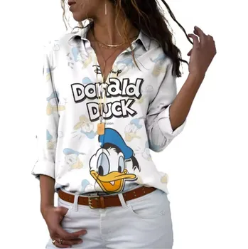 Dámská košile Disney Dámská košile s 3D potiskem "Kačer Donald" Barva: bílá s nápisem (590 YCDSNOK), Velikost: 3XL