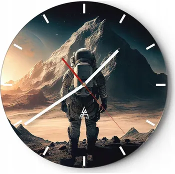 Hodiny Velké nástěnné hodiny 40x40 Astronaut Skleněné hodiny Kulatý Tiché