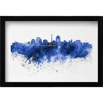 Obraz Závěsný obraz rámeček černé barvy Panorama San Antonio akvarely 30x20 cm