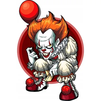 Samolepicí dekorace na vozidlo SAMOLEPKA na auto KLAUN STRAŠIDELNÝ HRŮZOSTRASNÝ 10x15 cm