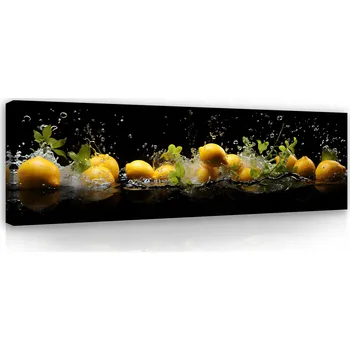Obraz Obraz do Kuchyně Citrony Voda Černý Moderní Na Plátně na Zeď 145x45