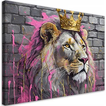 Obraz OBRAZ NA PLÁTNĚ NA NÁSTĚN Lví král RŮŽOVÁ 60x40