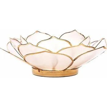 Solná lampa Svícen lotos otevřený květ bílý cca 13,5 cm