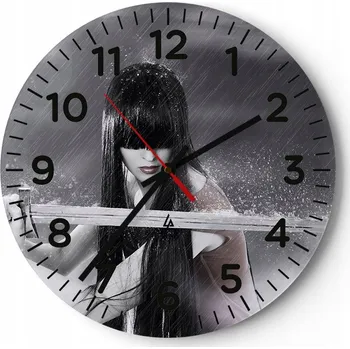 Hodiny Kuchyňské nástěnné hodiny 30x30 Žena Moderní skleněné hodiny do obýváku Tiché