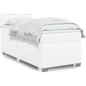 Ložnice vidaXL Box spring postel s matrací 90x200 cm umělá kůže [3288404] Barva: Bílá