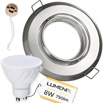 Žárovka SADA Žárovka GU10 8W LED + Stropní Podhledové Svítidlo SATÉN KULATÉ