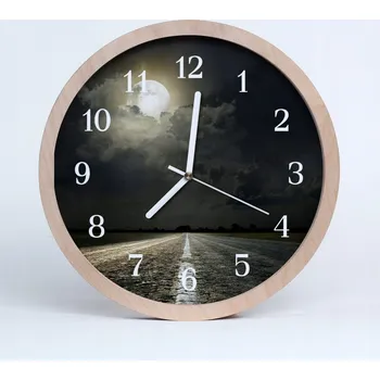 Hodiny Dřevěné nástěnné hodiny Tiché Měsíční cesta 25 cm