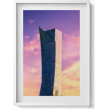 Obraz Dekorativní obraz v bílém rámu do obýváku Mrakodrap ve Varšavě 50x70 cm