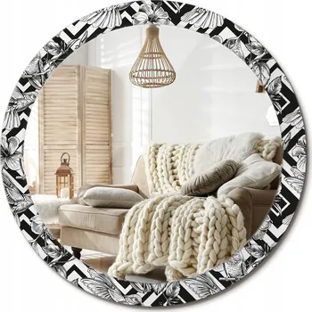 Zrcadlo Moderní dekorativní kulaté zrcadlo na zeď s potiskem Kolibříci průměr 90 cm