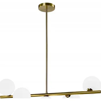 Elegantní ZLATÝ LUSTR Závěsná Lampa Bílá skleněná stínidla 5xG9 do Obýváku