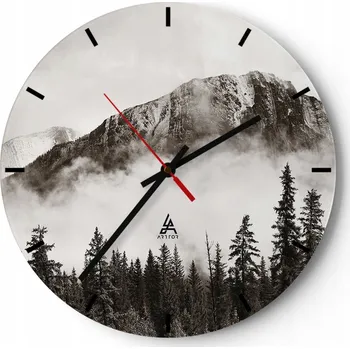 Hodiny Nástěnné hodiny do obýváku 40x40 Krajina Kulatý Skleněné hodiny Loft Tiché