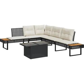 Zahradní nábytek 2dílná zahradní sedací souprava a podušky černá polyratan sklo Černý3277494