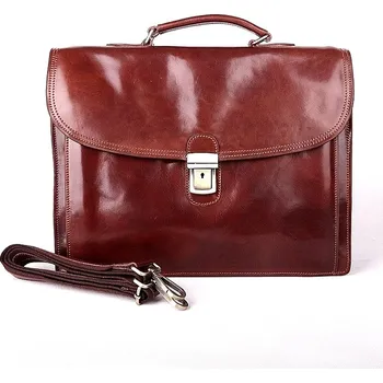 Kabelka Celokožená velká hnědá hladká kožená aktovka Giglio no. 1050