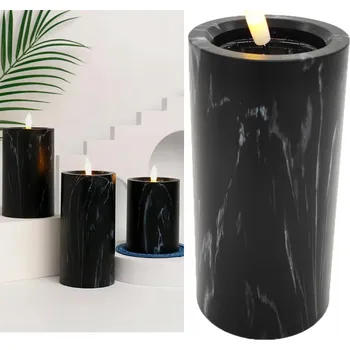 Svíčka LED svíčka jako vosková svíčka Mramor na baterie Dekorace Blikající knot 15 cm