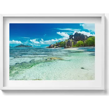 Obraz Dekorativní nástěnný obraz v rámu s grafikou: Pohled na čistý oceán, 70x50 cm