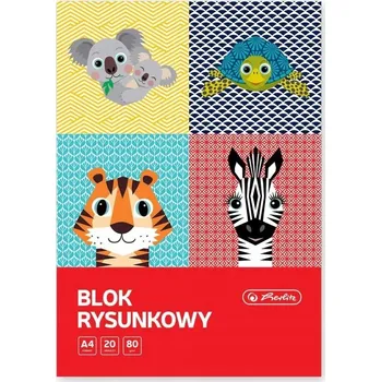 Blok HERLITZ Blok na kreslení BÍLÝ A4 20 listů CUTE ANIMALS