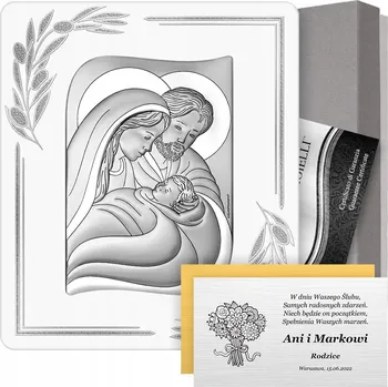 Obraz STŘÍBRNÝ OBRAZ SVATÁ RODINA SVATBA KŘEST JUBILEUM GRAVÍROVÁNÍ