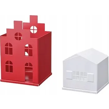 Svícen SVÍCEN DOMEČEK STYLOVÝ ČERVENÝ BÍLÝ 2ks IKEA