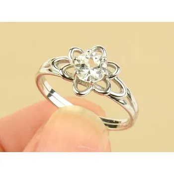 Prsten Topaz bílý prsten květ Ag 925/1000+Rh