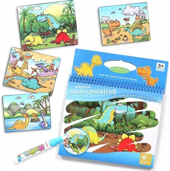 omalovánky VODNÍ OMALOVÁNKA + MAGICKÝ FLAMASTER DINOSAUŘI 4 OBRÁZKY K VYBARVOVÁNÍ