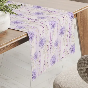 ubrus Dekorační běhoun na stůl PML-069 Fialové květy na bílém 20x120 cm